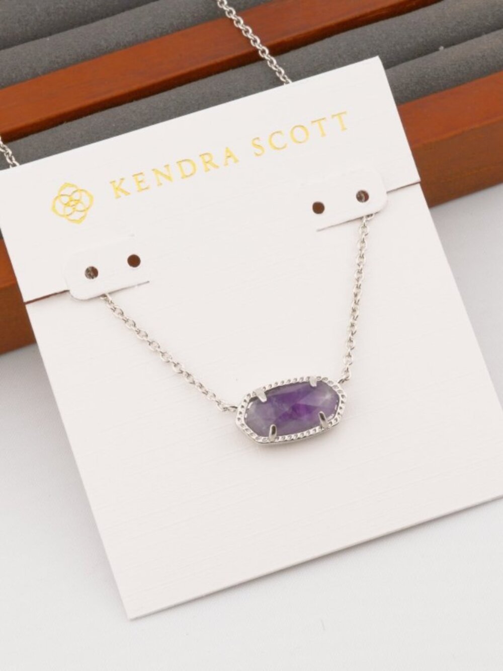 Kendra Scott Silver Necklace with Purple Stone